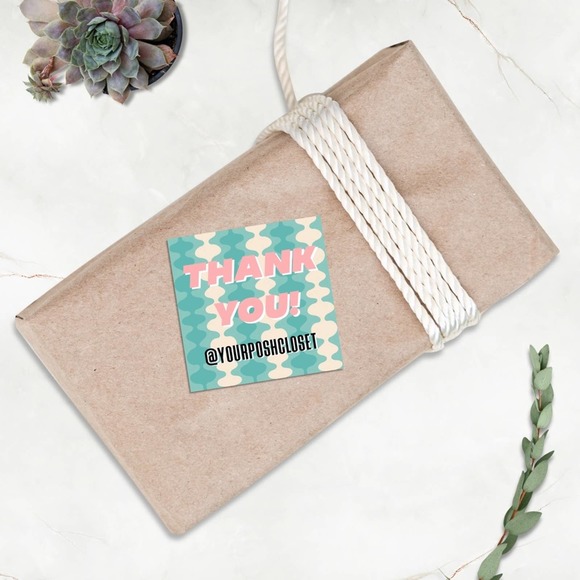 1.75” Personalized Retro Thank You Stickers 120 Ct - Picture 2 of 7